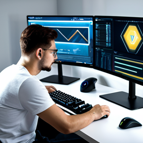 Home 18 A professional gamer, fully clothed in appropriate, modest attire, deeply focused at a high-tech gaming desk in a modern, clean home office. The gamer is intently looking at multiple monitors, one displaying abstract elements of a competitive game's user interface, including subtle progress bars and a stylized "Diamond" rank icon, symbolizing personal achievement and dedication. The scene conveys intense concentration and the quiet satisfaction of overcoming challenges through persistence. The lighting is soft and ambient, highlighting the subject's determined expression. safe for work, appropriate content, family-friendly, perfect anatomy, correct proportions, natural pose, well-formed hands, proper finger count, natural body proportions, professional photography, high quality, realistic.