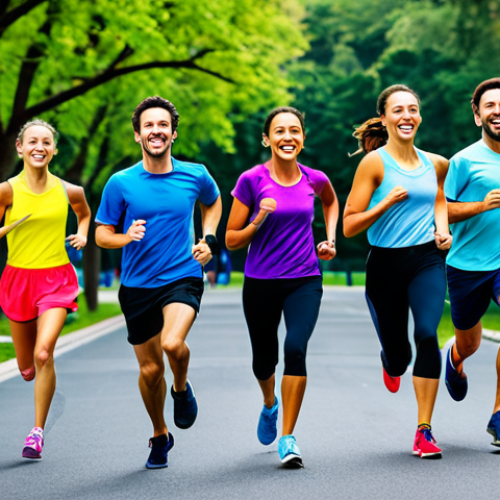 Home 8 **
A group of friends, fully clothed in athletic wear, running a fun race through a colorful park. Appropriate attire, safe for work. Perfect anatomy, natural pose. High quality, vibrant colors, family-friendly.
**