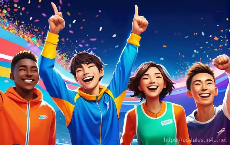 테일즈런너 커뮤니티 이벤트 개최 - **Prompt:** A vibrant and diverse group of Tales Runner characters, consisting of male and female av...
